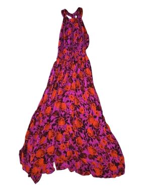 Abel The Label Vibrant Floral Halter Maxi Dress - Size M